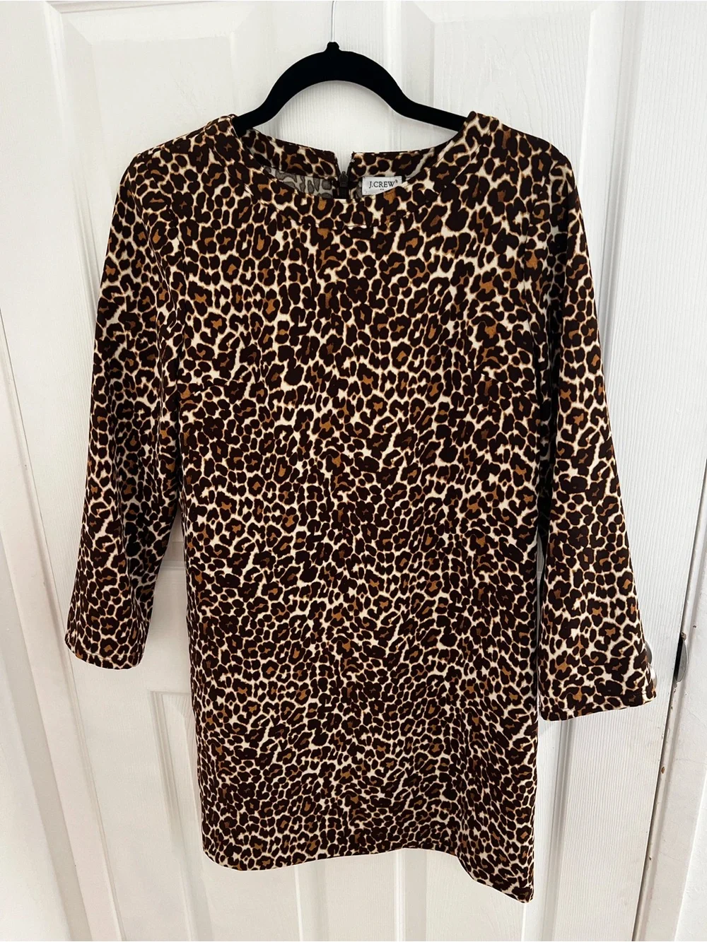 J. Crew Leopard Print Shift Dress in Brown and Cream